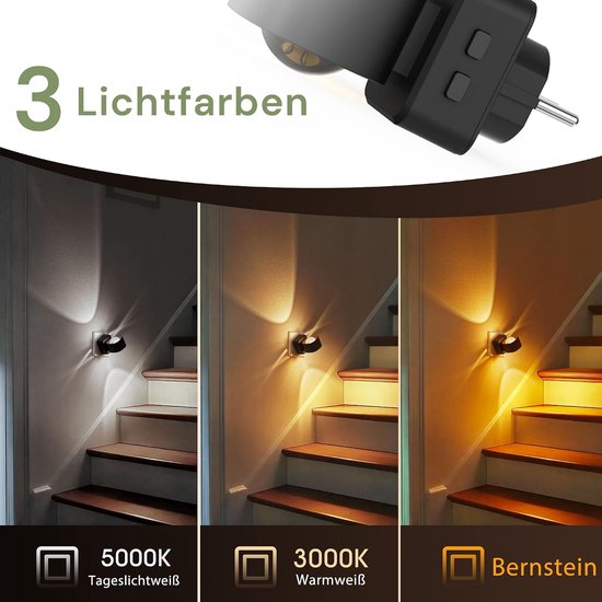 Nachtlampje stopcontact - Stekkerlamp LED - Veilig Oriënteren - Draaibare stekker sensor - Set van 1 - Wit — afbeelding 5