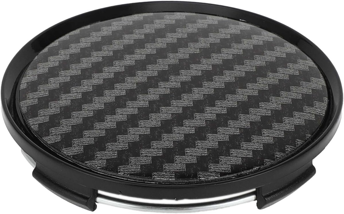 SnelShoppen - Universele 63mm Carbon Fiber Patroon Zwarte Auto Wieldoppen - Beschermcovers voor SUV en Vrachtwagen - 1 Stuk