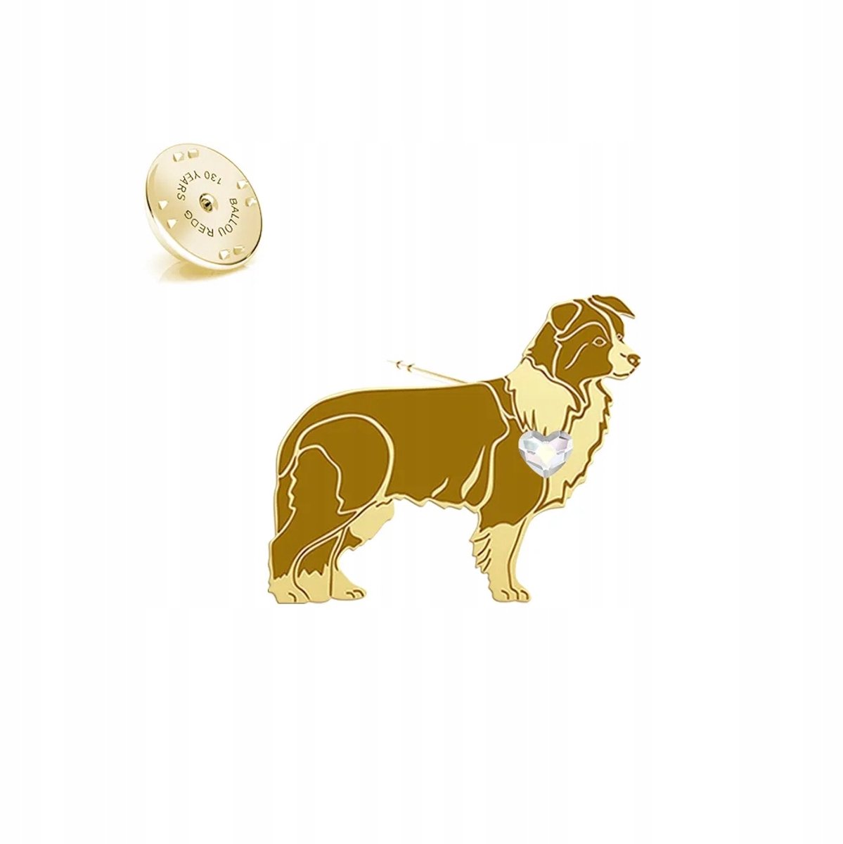 Vergulde Broche Border Collie 925 Zilver met Kristal - Cadeau Optie