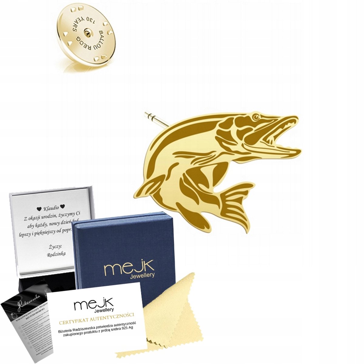 Gouden Snoek Speld 925 Zilver Verguld - Uniek Cadeau