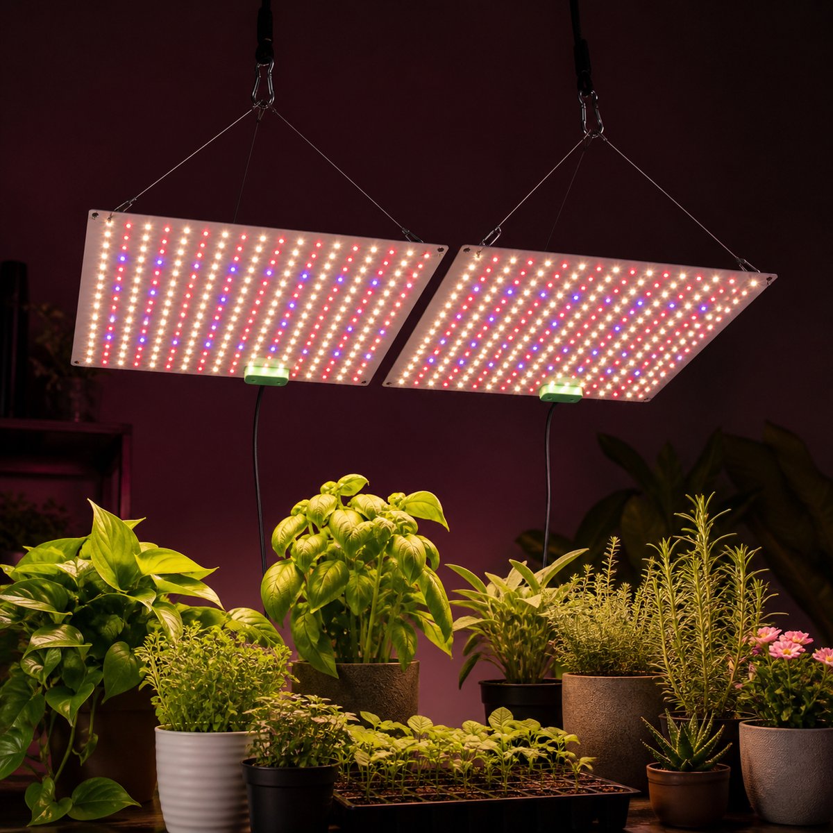 Epochglo Professionele LED Kweeklamp met Geheugenfunctie, 24h Loop Timer & 3 Lichtmodi - Full Spectrum Grow Light 120W (2-Pack, 30x30cm) - Inclusief Afstandsbediening, UV/IR & Ophangsysteem - Dimbare Kweekverlichting voor Moestuin & Binnenplanten
