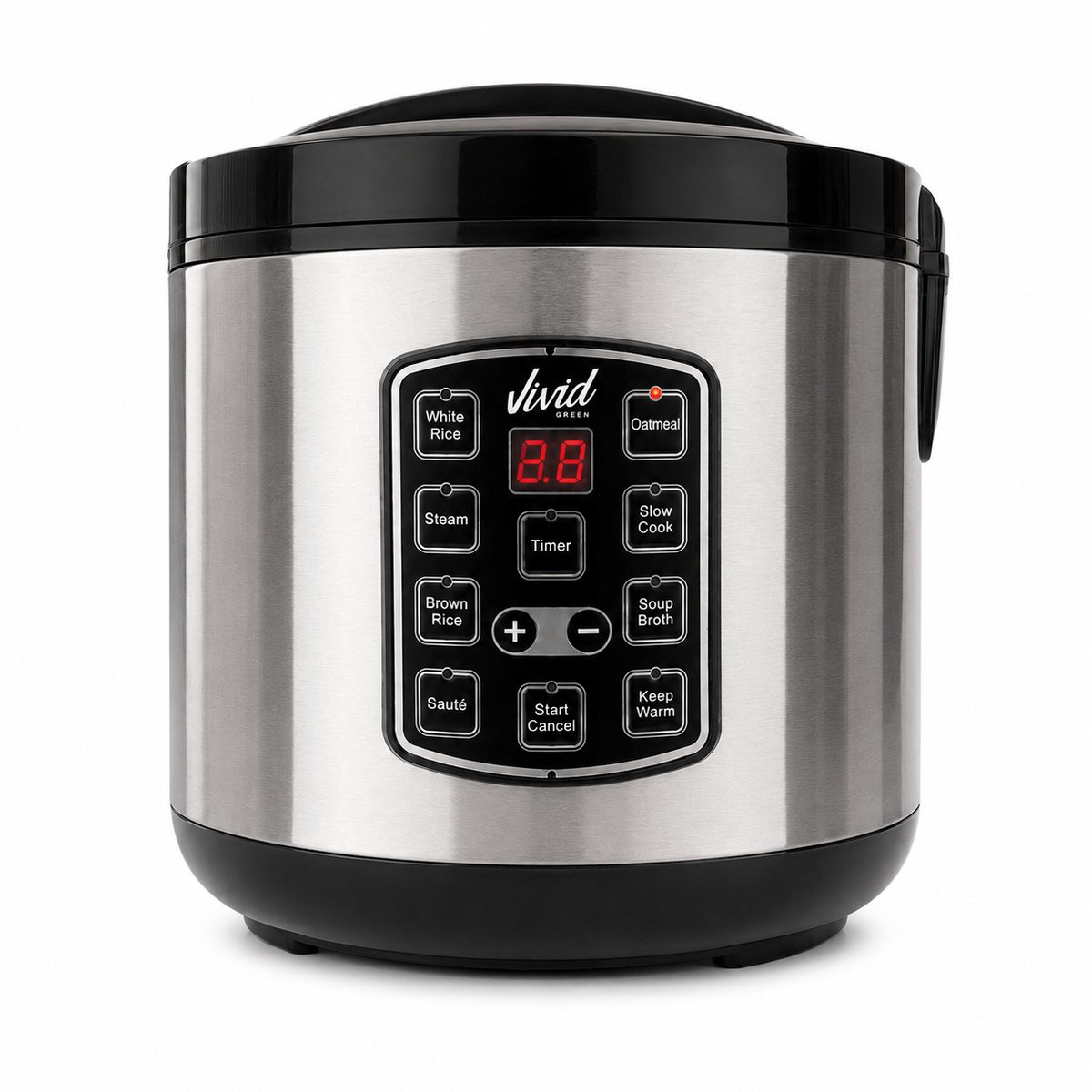 Rijstkoker 1.8L met stomer - PFAS-vrij - Slowcooker met Timer - 10 Porties - Multicooker - Rice Cooker - RVS - Vivid Green
