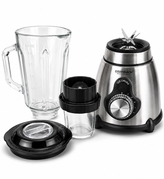 Eisenbach Professionele Blender SW-1380-800W- 1,5L Glazen Kan- Ice Crush- 5 snelheden + Pulse - Inclusief Grinder van Eisenbach — afbeelding 2