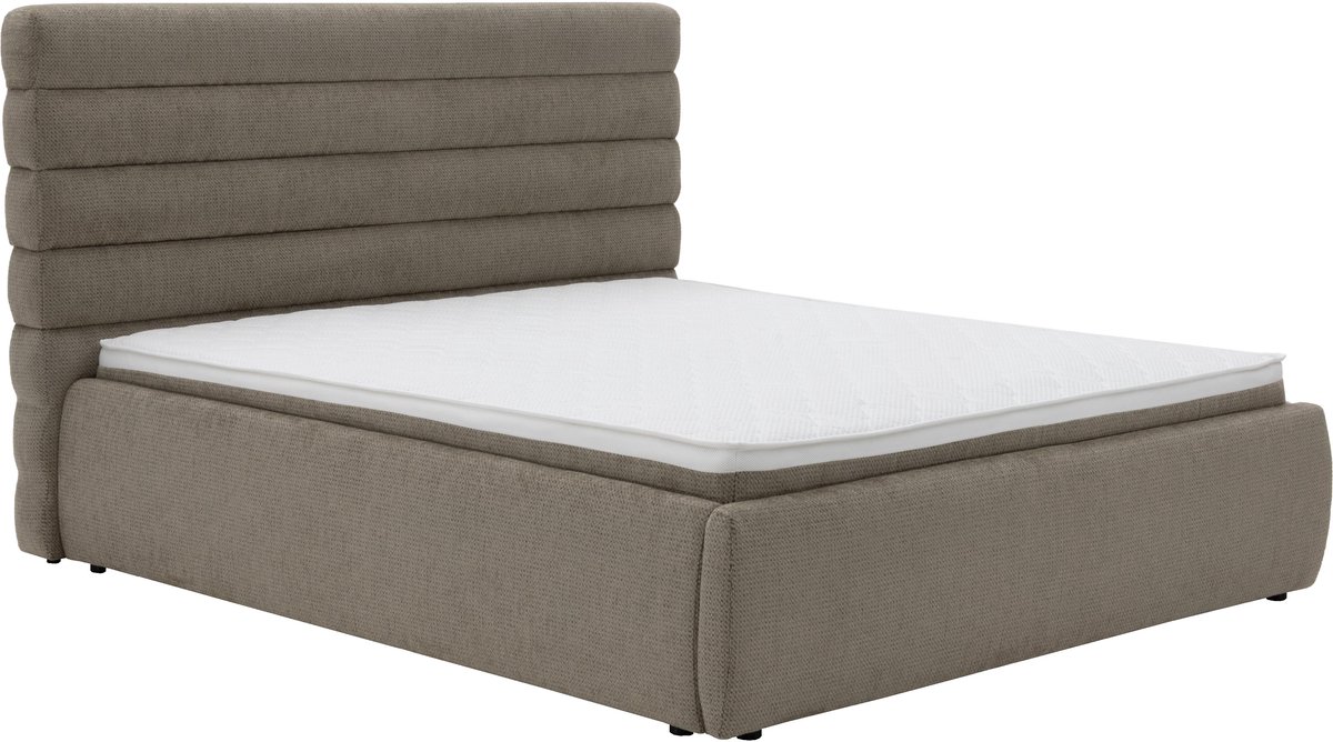 Homesy The Essence of Comfort Lento 160 x 200 cm tweepersoonsbed met opbergruimte – Artico Beige – met Arlan 7 Zones pocketveringmatras met kokosmat