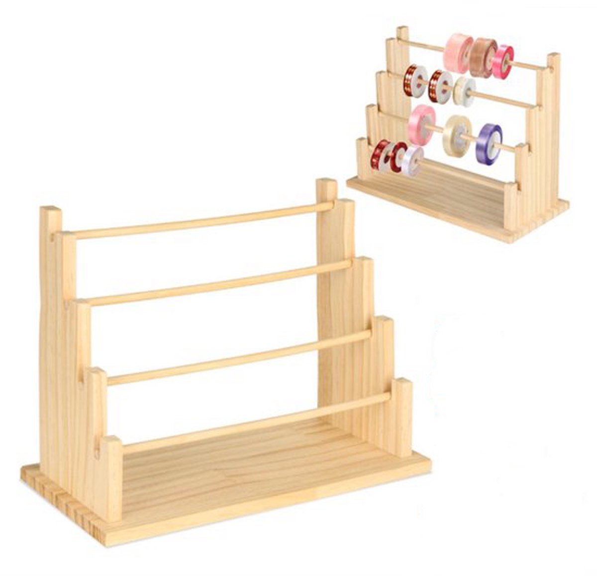 Houten Armband Presentatiestandaard - Presentatiestandaard - Anti-Knoop - Sieraden Organizer voor Armbanden, Horloges en Haaraccessoires - Wit - 32×25×12 cm - 4‑Verdiepingen - 1stuks