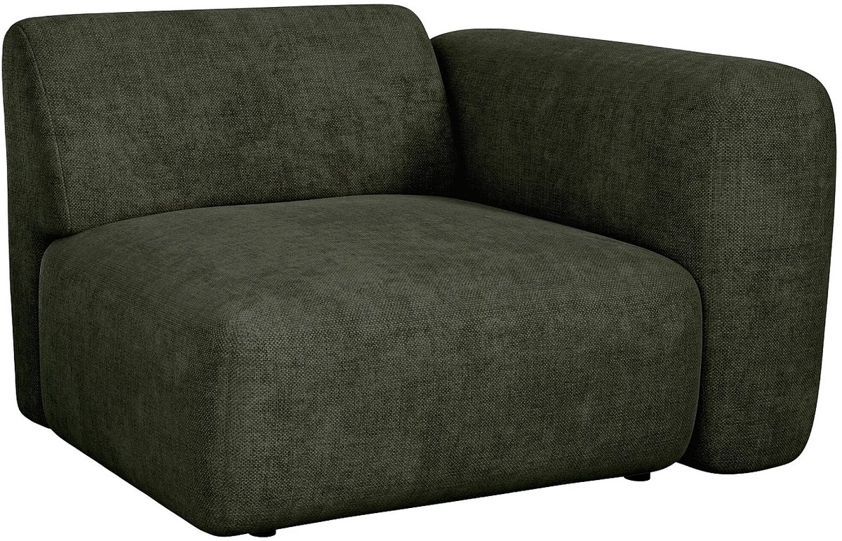 Vente-unique Hoekmodule fauteuil rechts - Stof - Groen - Maison Céphy POGNI