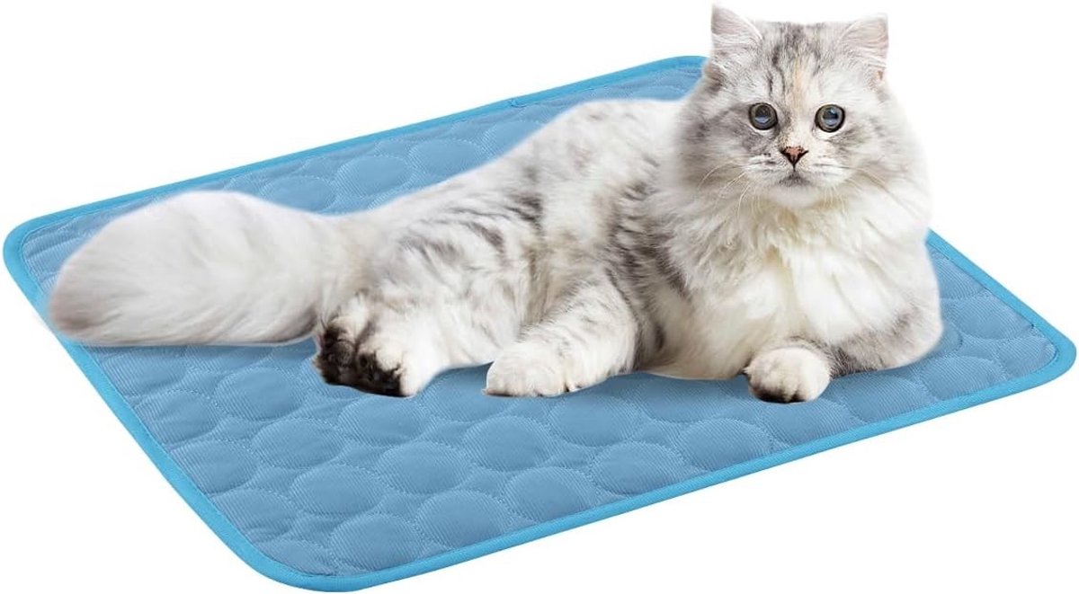 Koelmat voor Honden en Katten, M-XXL, Wasbare Koeldeken voor Huisdieren, Ideaal voor Thuis en Op Reis, 50 x 60 cm, Blauw, Verkoeling voor Huisdieren