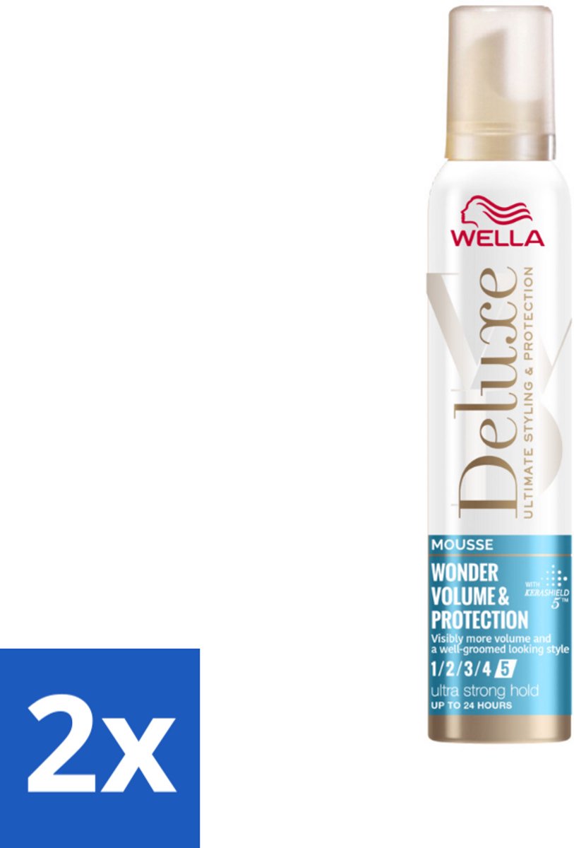 2 x Wella – Deluxe Volume & Protection – Haarmousse – 200 ml - Haarmousse - Volume - Bescherming - Keratine - Haarbescherming