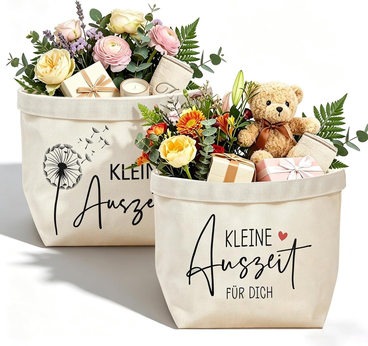 Kleine cadeaumand van katoen en linnen, 2 geschenkzakjes voor vrouwen, ideale geschenken voor elke gelegenheid, perfect voor verjaardagen en feestdagen