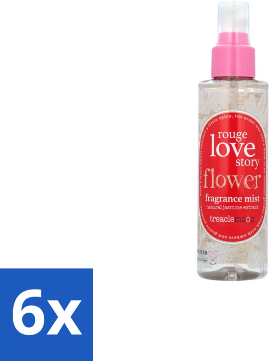 6 x Treaclemoon – Body Mist – Rouge Love Story – 150 ml - Lichaamsspray - Geur - Bloemige Geur - Fruitige Geur - Sensueel
