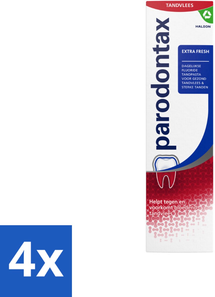 4 x Parodontax – Tandpasta – Extra Fresh – 75 ml - Tandpasta Voor Bloedend Tandvlees - Gezond Tandvlees - Frisheid Mond - Tandpasta Met Fluoride - Tandpasta Voor Geïrriteerd Tandvlees