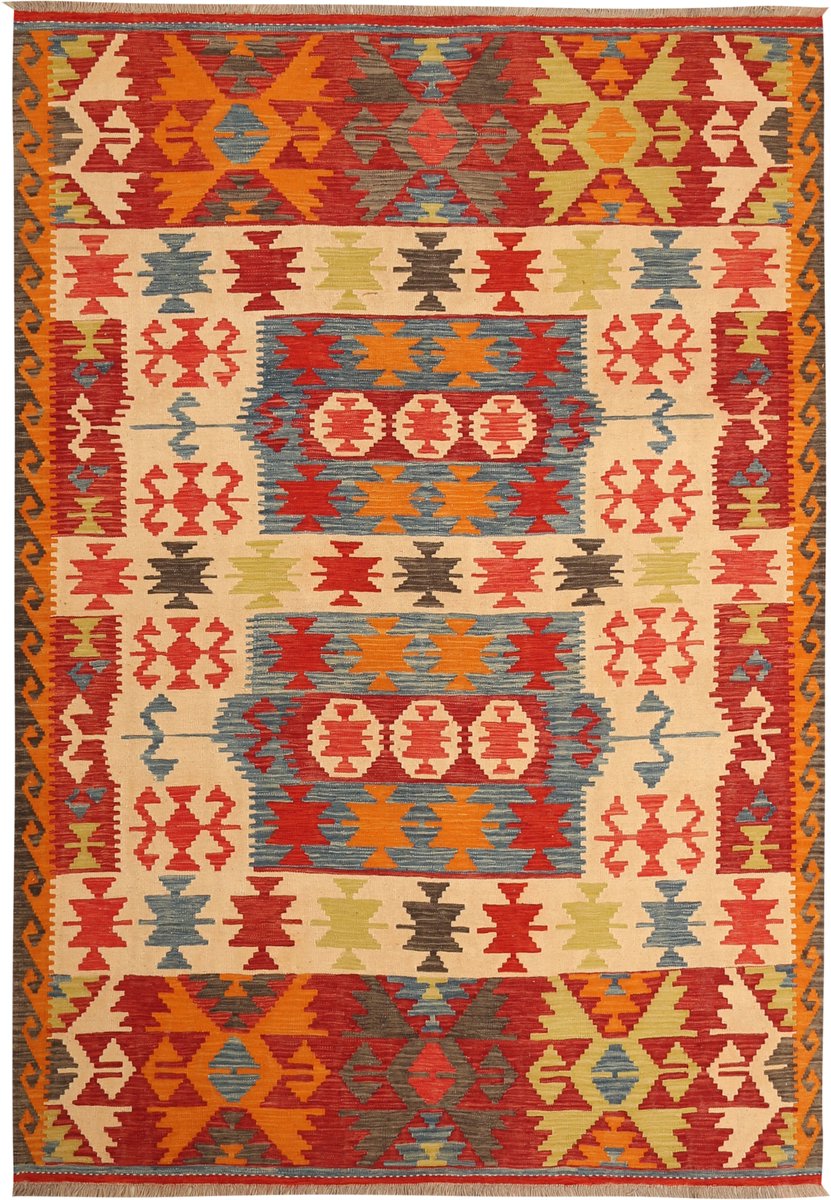 Traditionele Unieke Handgemaakte Ghazni Wol Kilim Tapijt