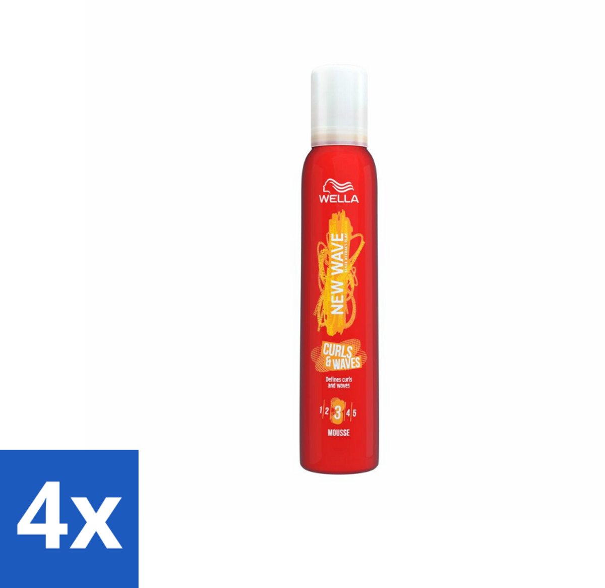 4 x Wella – New Wave Curls & Waves – Haarmousse – 200 ml - Krullen - Golven - Haarmousse - Kruldefinitie - Anti-frizz