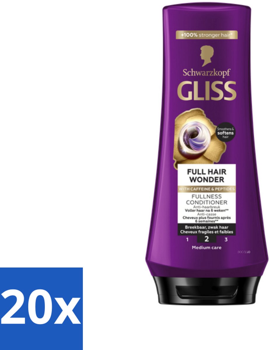 20 x Gliss Conditioner Full Hair Wonder - 200 ml - Haarversterking - Volume - Fijn Haar - Dun Haar - Haarbreuk