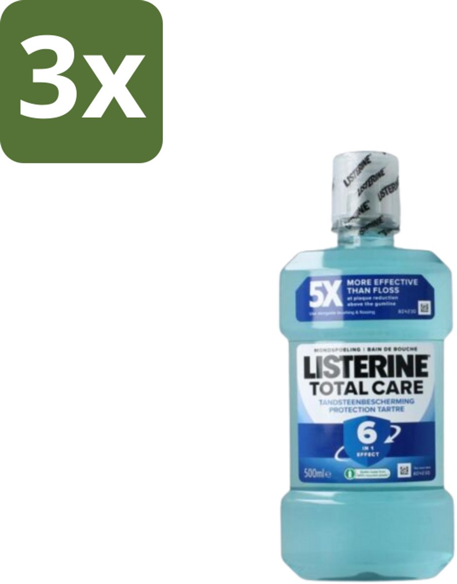 3 x Listerine – Mondwater – Total Care – Bescherming tegen tandsteen – 500 ml - Koffie - Koffiezetapparaat - Koffiezetapparaat