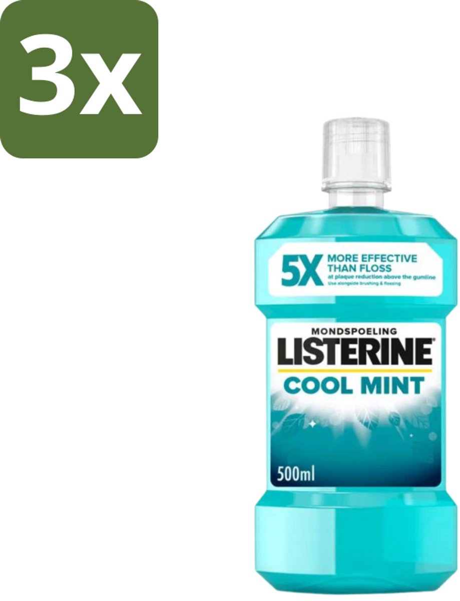 3 x Listerine – Mondwater – Cool Mint – Verfrissende adem – 500 ml - Koffiezetapparaat