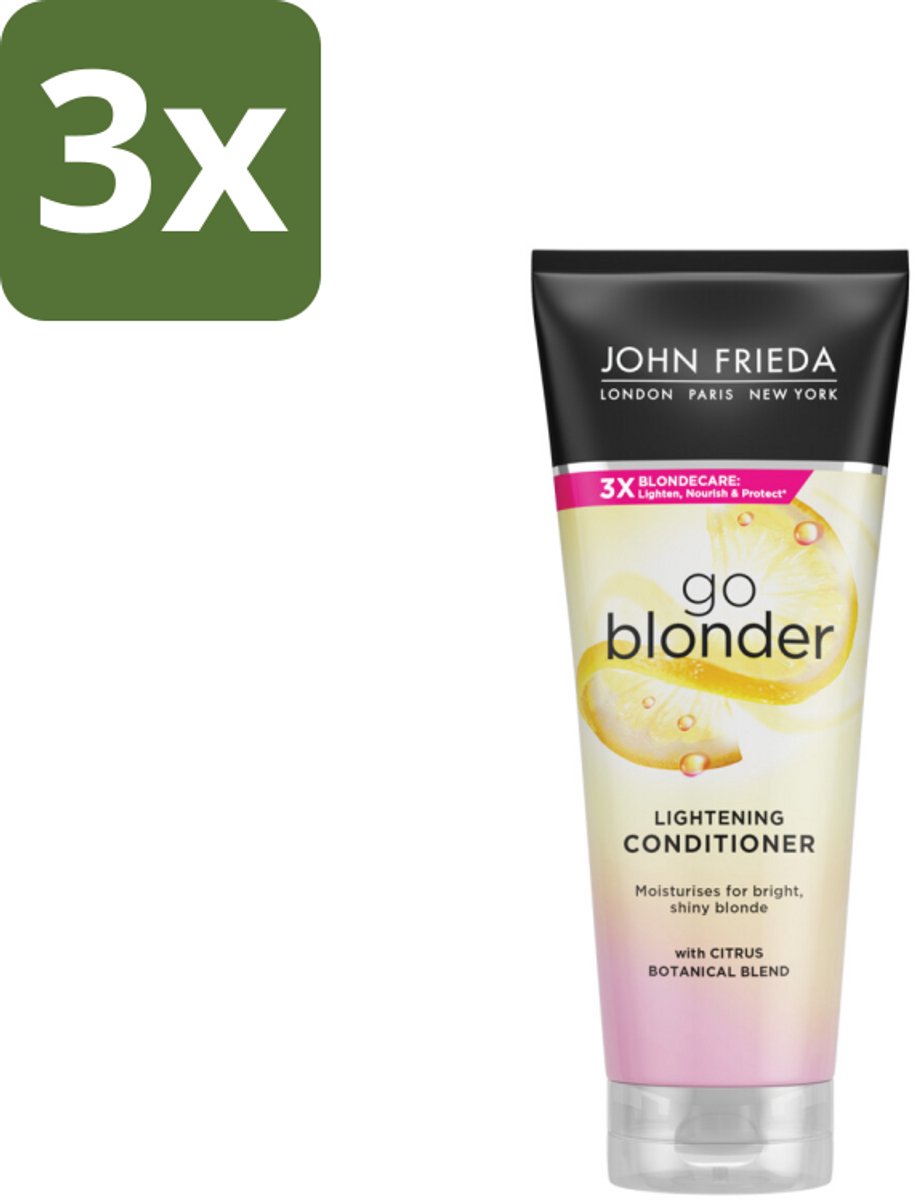 3 x John Frieda – Conditioner – Sheer Blonde – Kleurverhelderend – 250 ml - Kabel - Kabels - Kabelsysteem