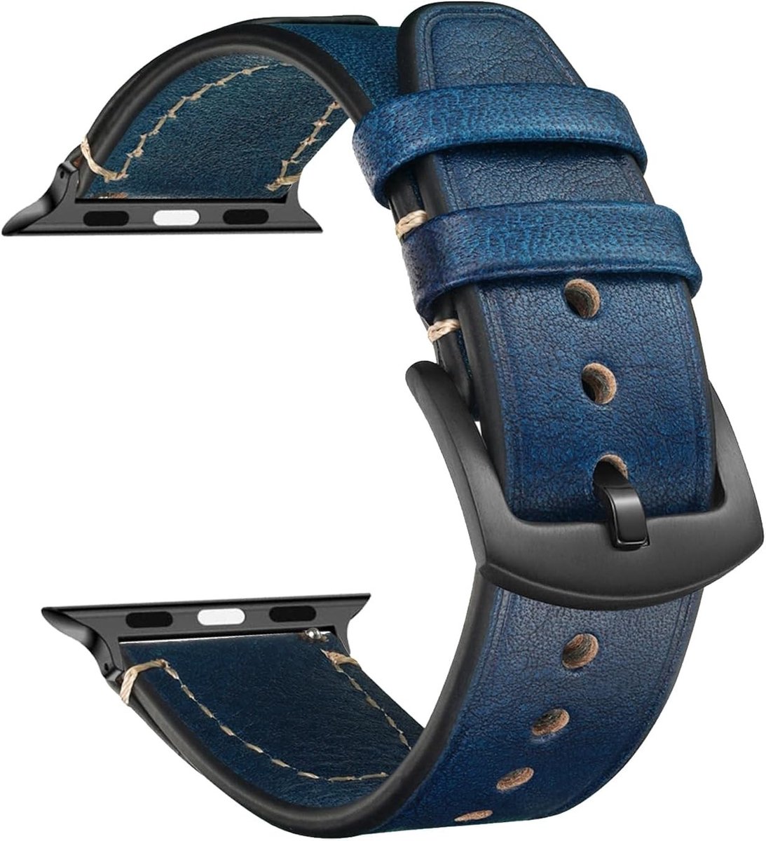Vintage Leren Horlogeband voor Apple Watch 38 mm/40 mm/41 mm en 42 mm/44 mm/45 mm/49 mm, Duurzame Vervangband met RVS Gesp, Comfortabele en Stijlvolle Horlogeband