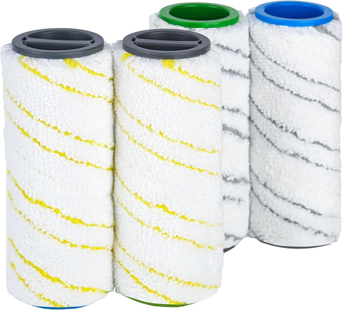 Set van 4 Vervangende Rollenborstels voor Elektrische Vloerreinigers, Geschikt voor Diverse Modellen, Wasbaar en Hoge Vuilabsorptie, Ideaal voor Thuisgebruik
