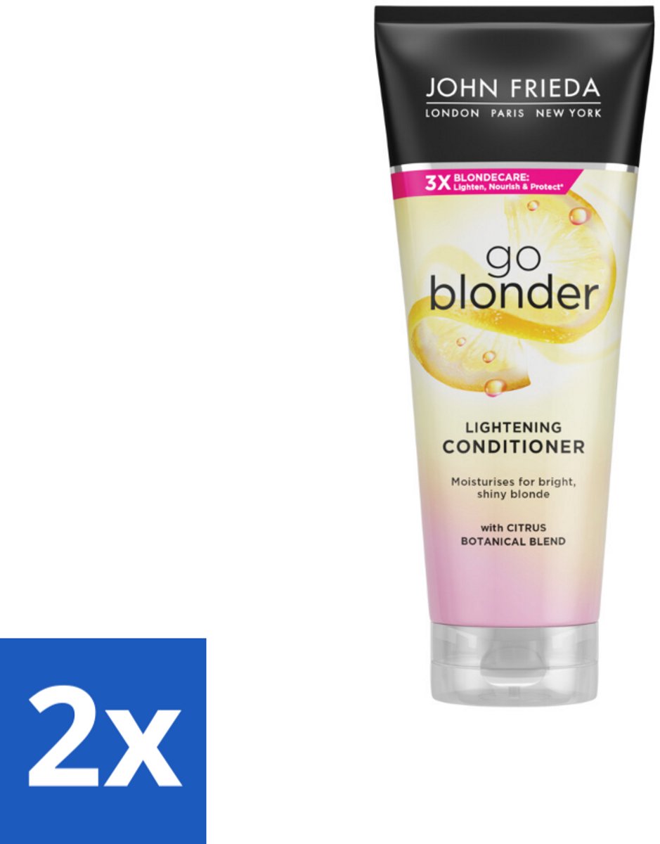 2 x John Frieda – Conditioner – Sheer Blonde – Kleurverhelderend – 250 ml - Blond Haar Verlichten - Natuurlijke Kleurverlichting - Zachte Blonde Kleur - Zonnige Blonde Kleur - Haar Verzorging