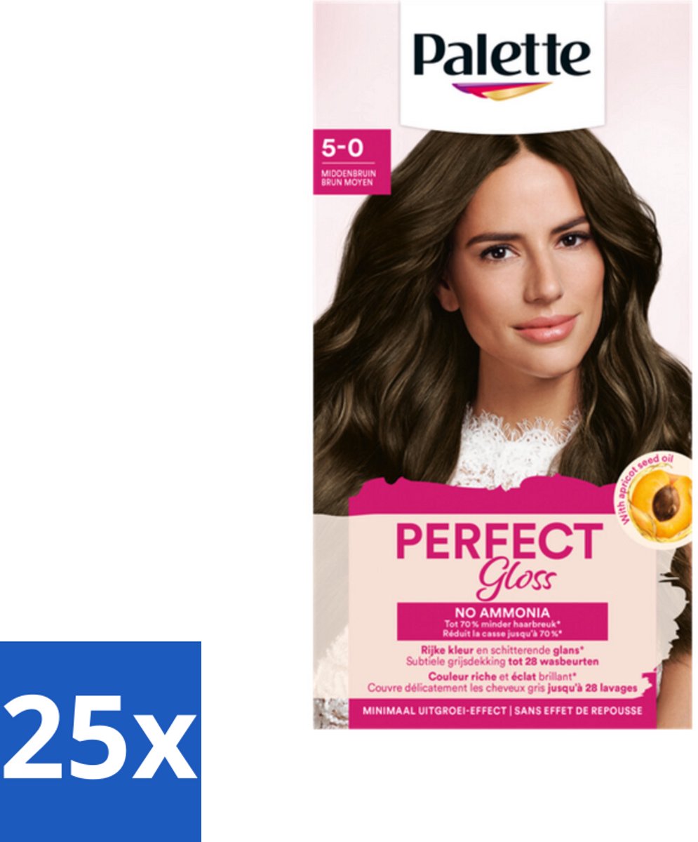 25 x Palette - Haarverf - Perfect Gloss 5 Medium Brown - Koffie - Koffiezetapparaat - Koffiezetapparaat