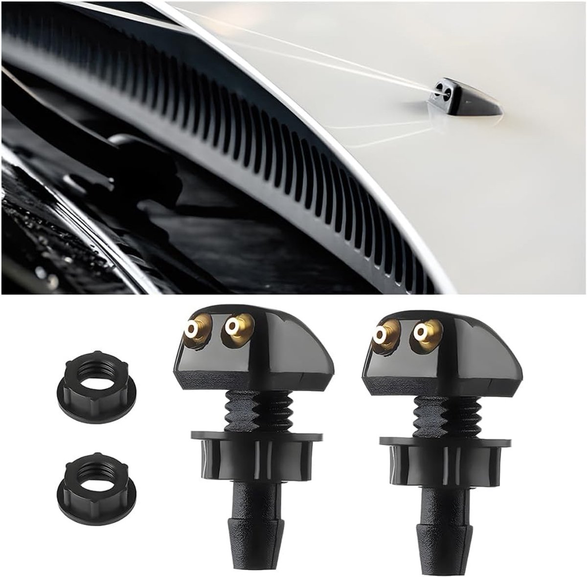 Achterruitwissersproeikap Set van 2 - Plastic Nozzle Spraykop voor Voorruitwisser, Auto Accessoires en Vervangingsonderdelen