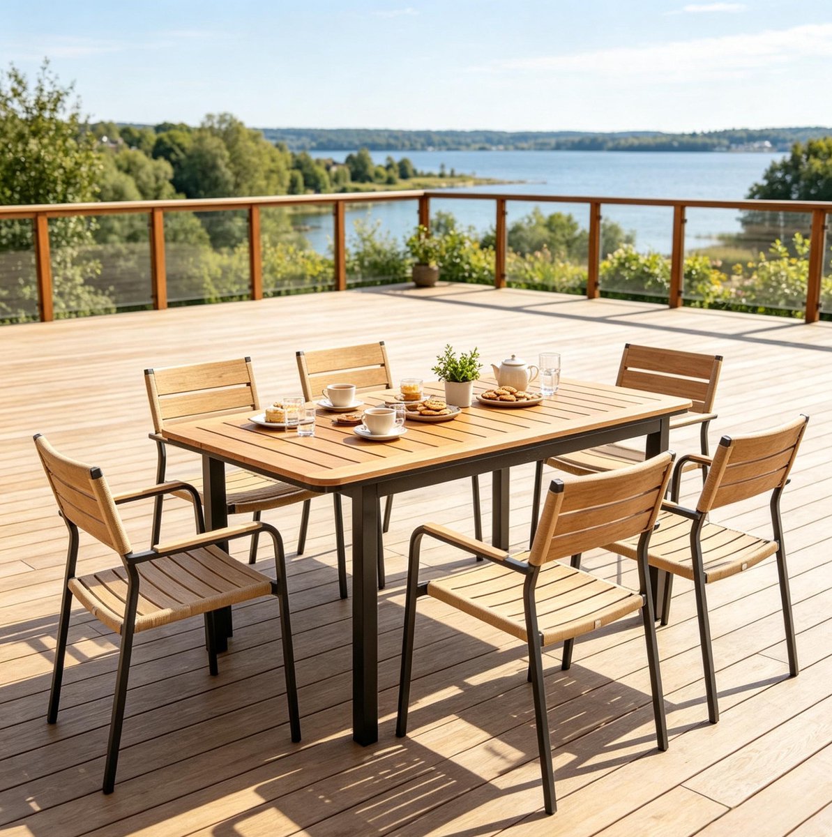 Tuintafel - Rechthoekige Eettafel Met Weerbestendig Tafelblad - Voor Buiten En Tuin - Metaal En Kunststof - 127 X 70 X 75 Cm - Bruin
