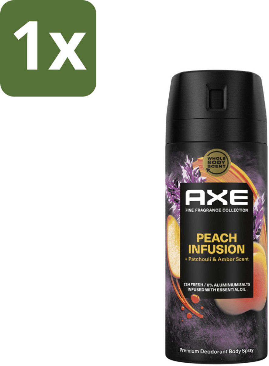 1 x Axe – Deodorant – Peach Infusion – 150 ml - Axe Peach Infusion - Deodorant Bodyspray - Frisheid - Lichaamsgeur - Patchoeli