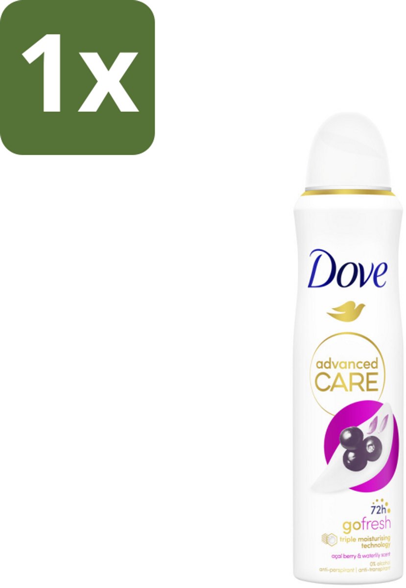 1 x Dove – Deodorant Spray – Acai Berry & Waterlily – 150 ml - Anti-transpirant Spray - Deodorant Spray - Acai Berry - Waterlily - Zweetvermindering
