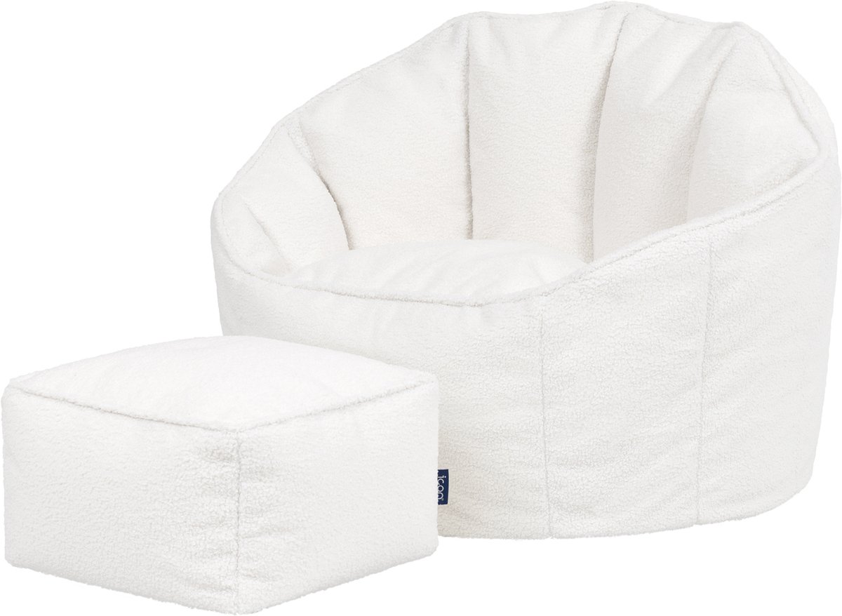 icon - Sirena Zitzak Fauteuil met Poef - Boucle - Crème