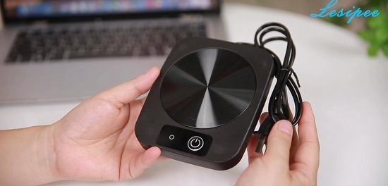 Smart Mug - Koffiekopverwarmer - Slimme Warmhoudplaat - Elektrische Kopjeswarmer met Aluminium Plaat voor Kantoor - Bureauaccessoire - Drankverwarmer voor Cacao en Melk - Voor Collega's en Vrienden - Zwart — afbeelding 2