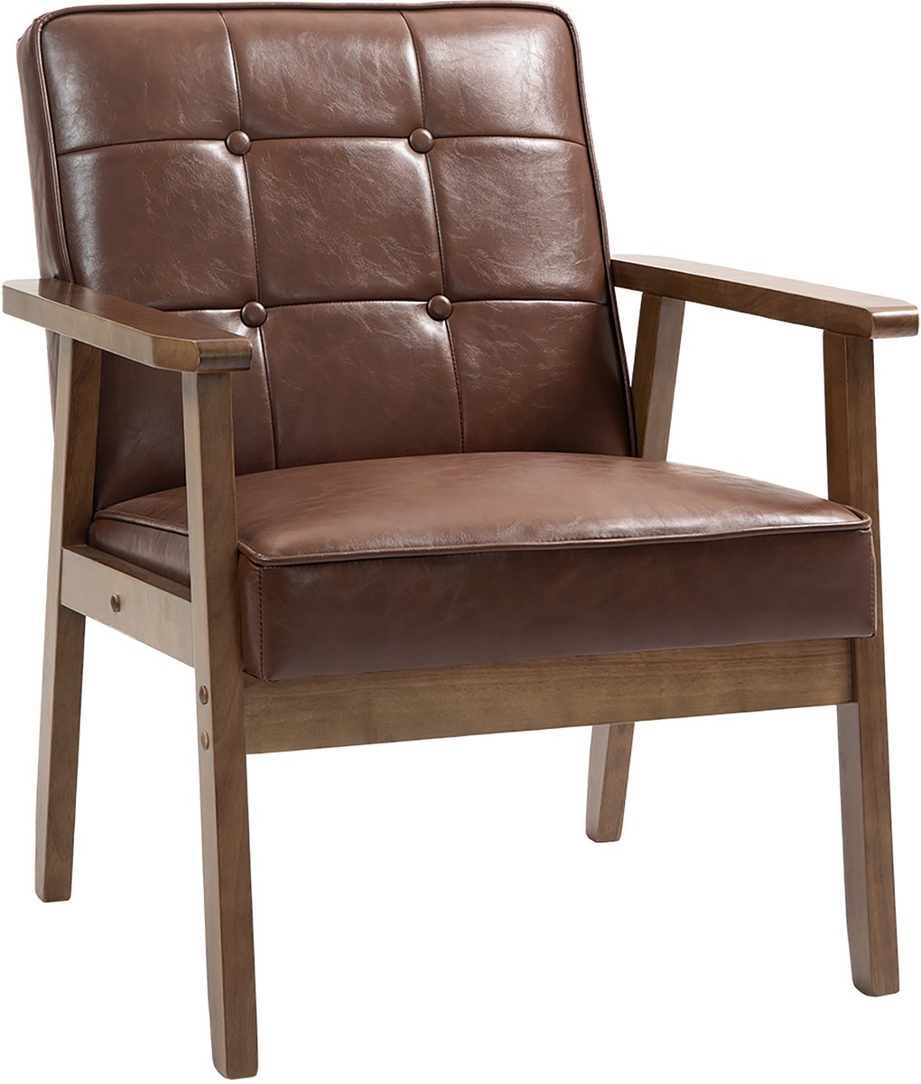 HOMCOM Accentstoel - PU - 64x73x81cm - Bruin