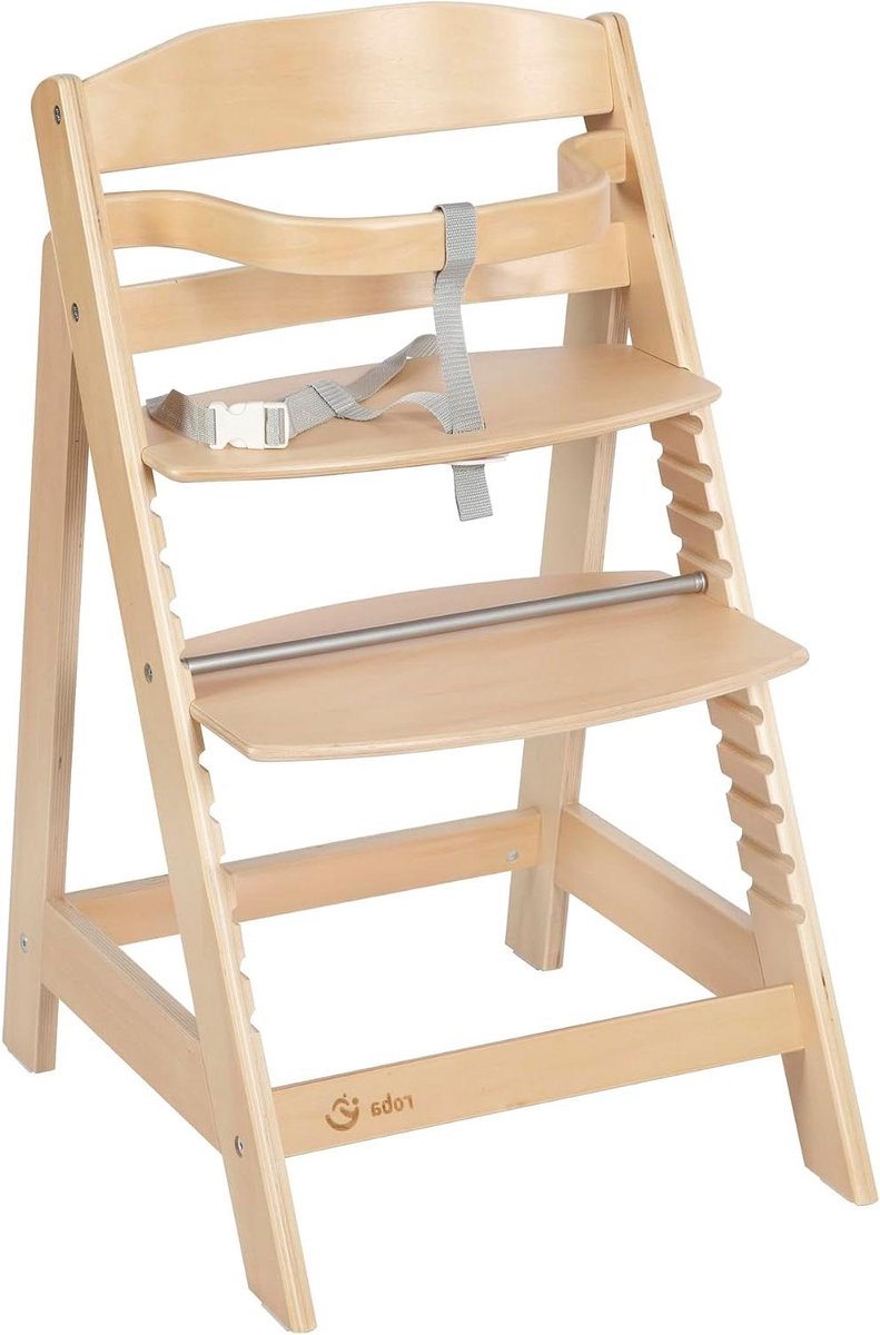 Kinderstoel Hout - Baby Stoel - Veilig Eten - Meegroeiend Ontwerp - 80 cm x 44.5 cm - Naturel