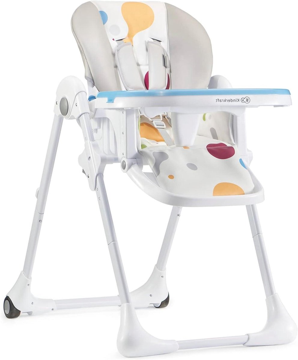 Kinderstoel - Babystoel - Babymaaltijden - Opvouwbaar compact - 7 hoogteniveaus - Veelkleurig