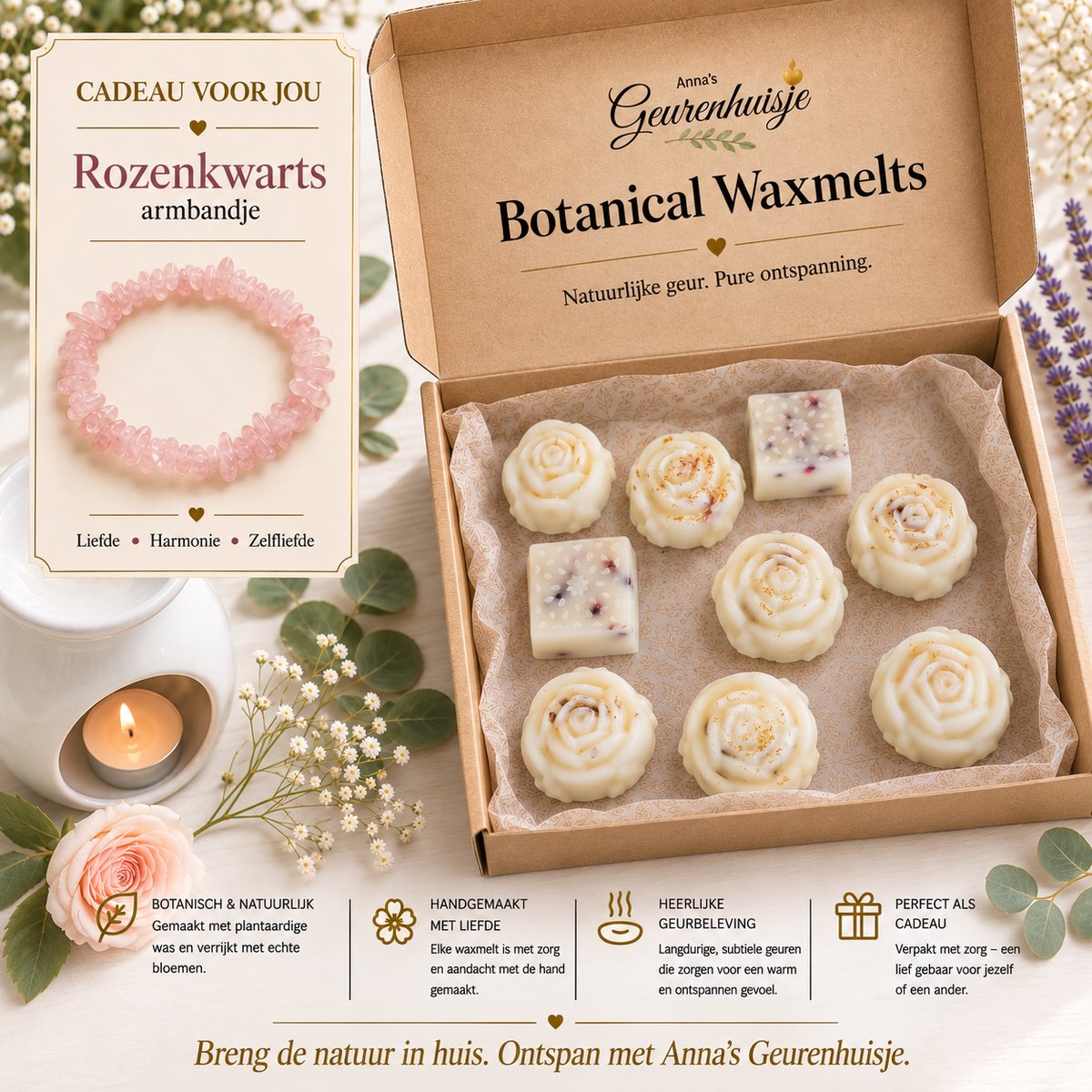 Botanical Waxmelts box - Handmade - Dierproefvrij - Vegan - Geurverspreider