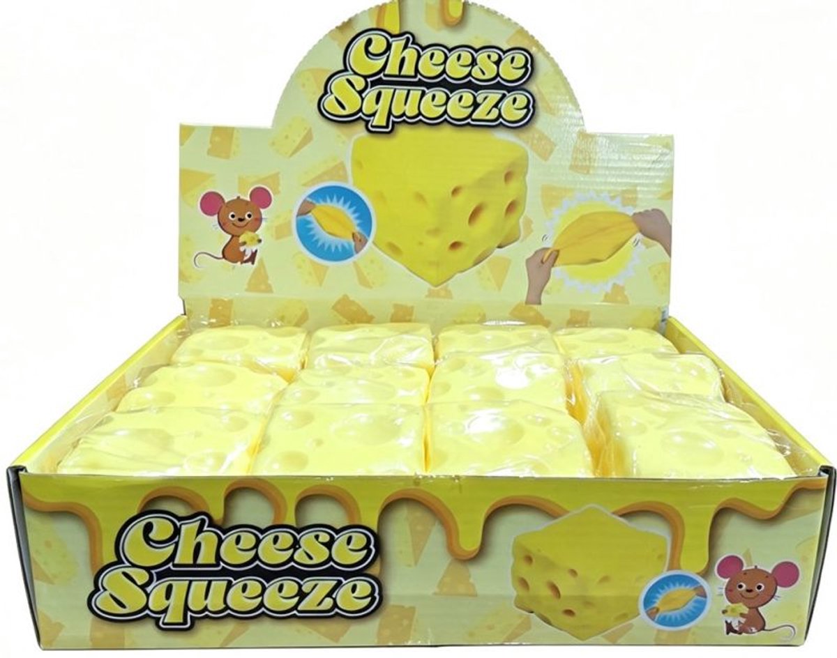 Squishy Toy Vorm van een Kaas - Squeeze Cheese Knijpkaas - 6.5 cm - Slow Rising Toy Squishy - Stressverlichtend Speelgoed - Zachte en Luchtige Blokjeskaas - Fidget Squishy - Realistische Kaasvorm - Voor Volwassenen en Kinderen - Geel