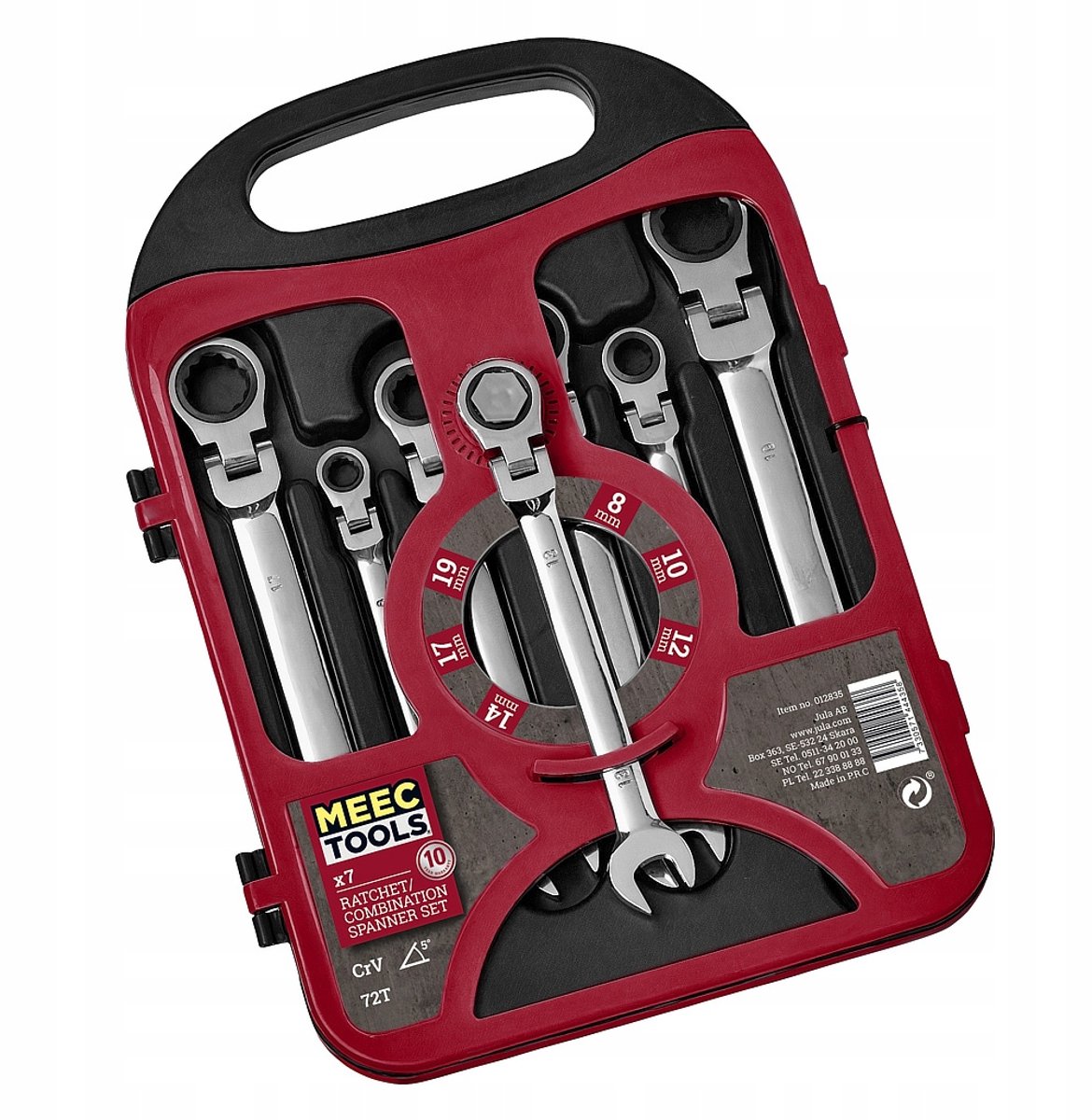 Set ringsleutels met ratel, 8-19mm, 7 stuks