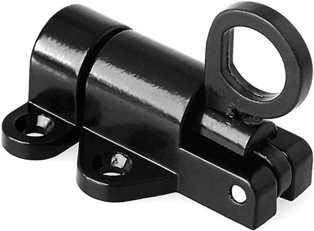 Deur Grendel - Veiligheidssluiting Hasp - Beveiliging Thuis - Automatische Veerwerking - 3x2x1 cm - Zwart