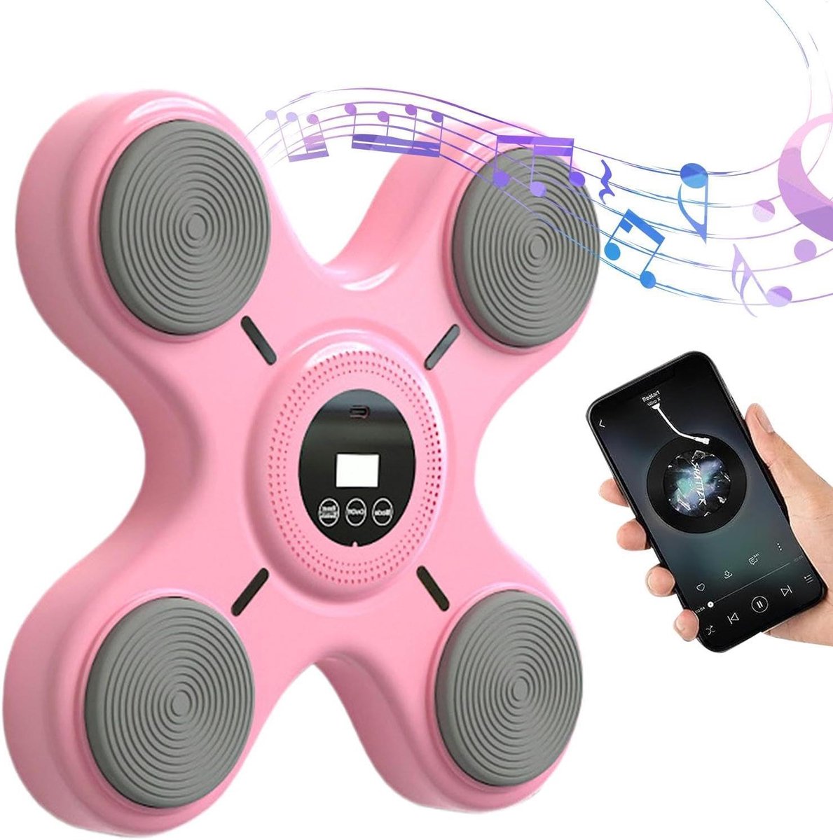 Interactieve Muziek Boksmachine - Stootkussen - Reflex Training - Met Verlichting - 7.5 cm dik - Roze