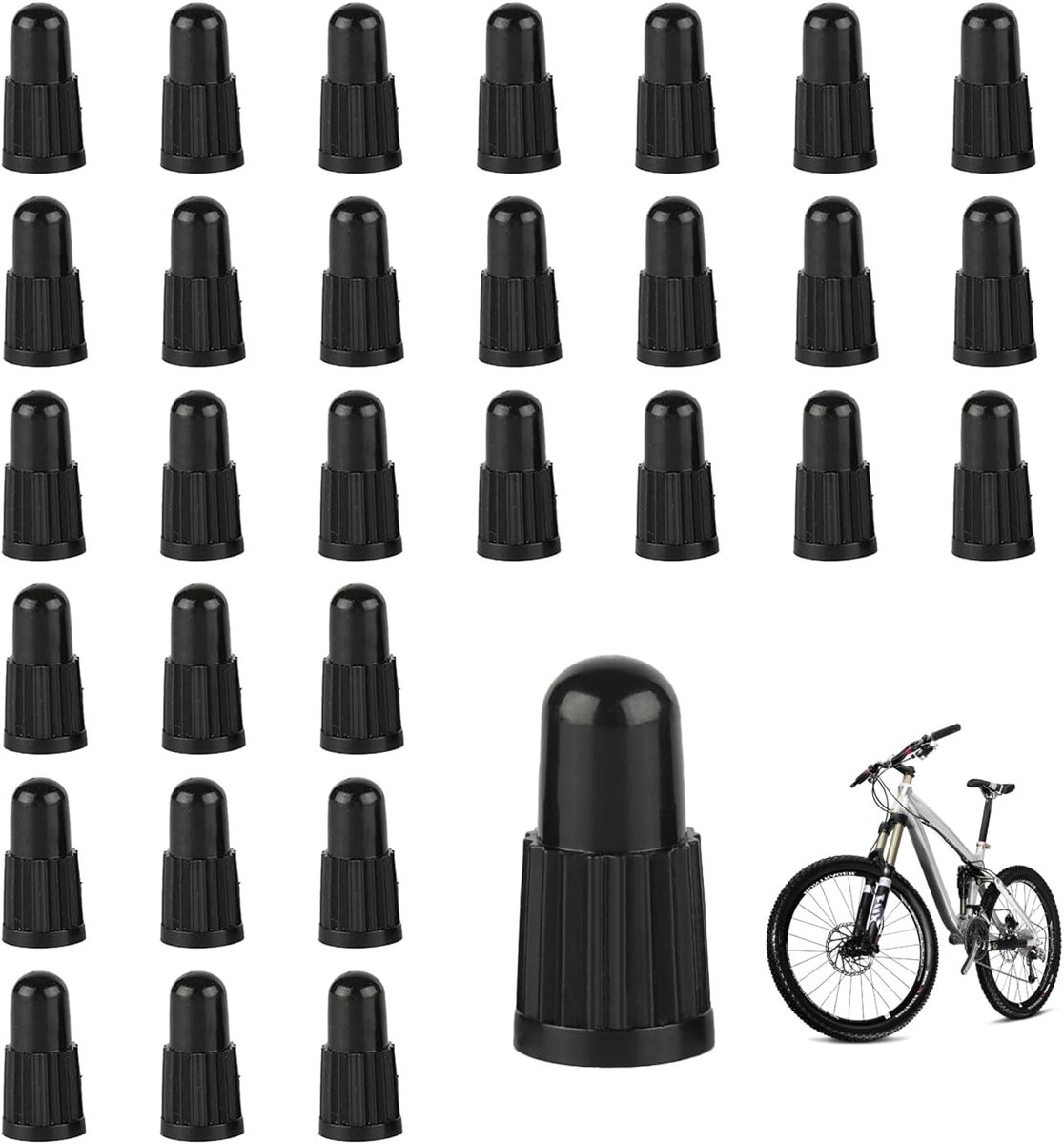 30 stuks zwarte plastic stofkappen set, duurzame herbruikbare Presta ventieldoppen, banden ventieldoppen voor - ShopVlot