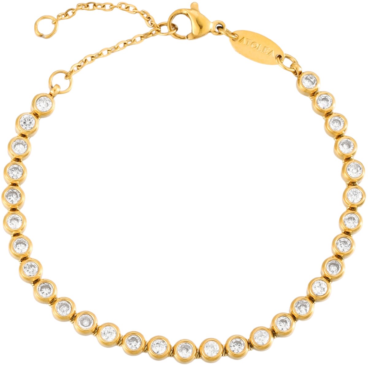 Victorious Gouden Armband Dames – Tennis Armband met Zirkonia Steentjes – RVS – 17–20 cm