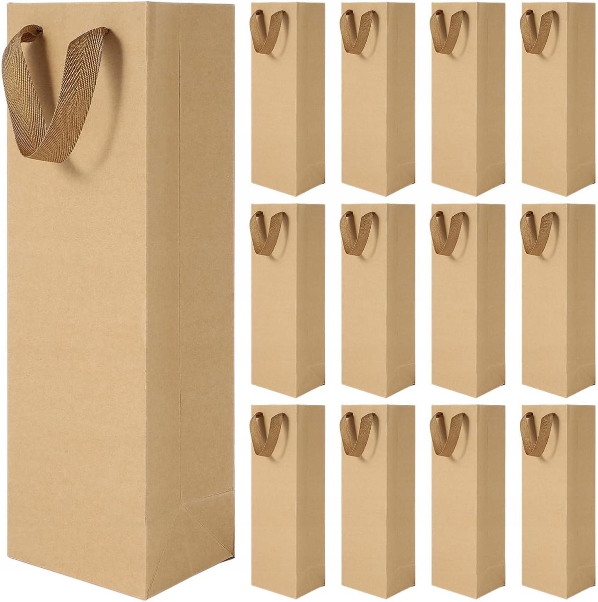 24x Papieren Wijntas 11x9x35cm - Ideaal voor Cadeaus & Flessen