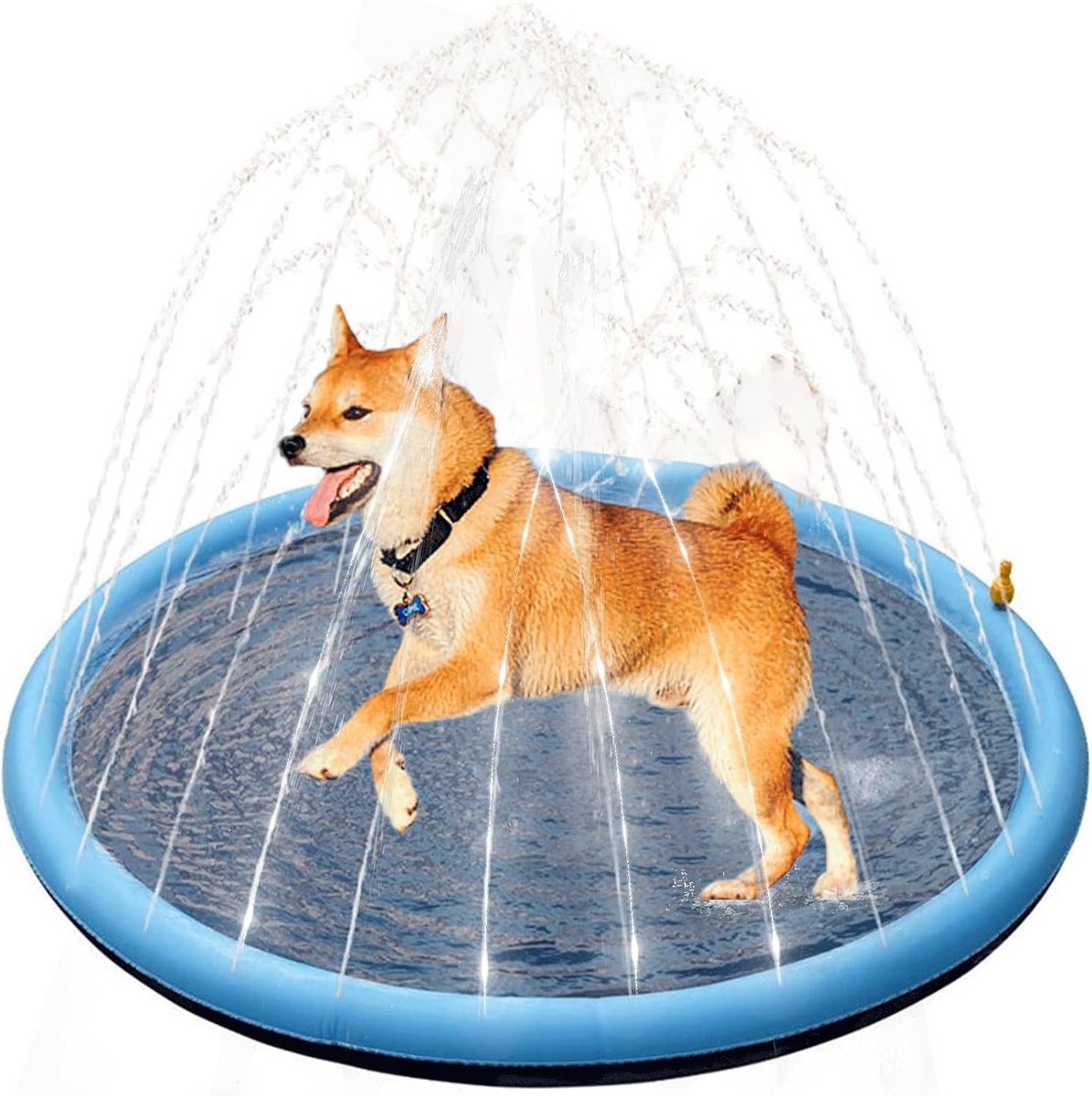 Opvouwbare 39 Inch Kinder- en Hondenzwembad voor Buiten, Water Speelmat met Spetterfunctie, Duurzaam en Antislip Tuin Speelgoed voor Zomerplezier
