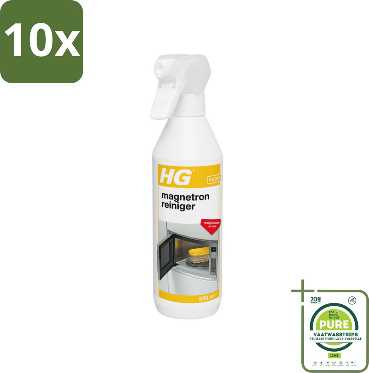 10 x HG Magnetronreiniger 500 ml - Grootverpakking - Magnetronreiniger - Vet Verwijderen - Magnetron Schoonmaken - Keukenreiniger - HG Magnetronreiniger