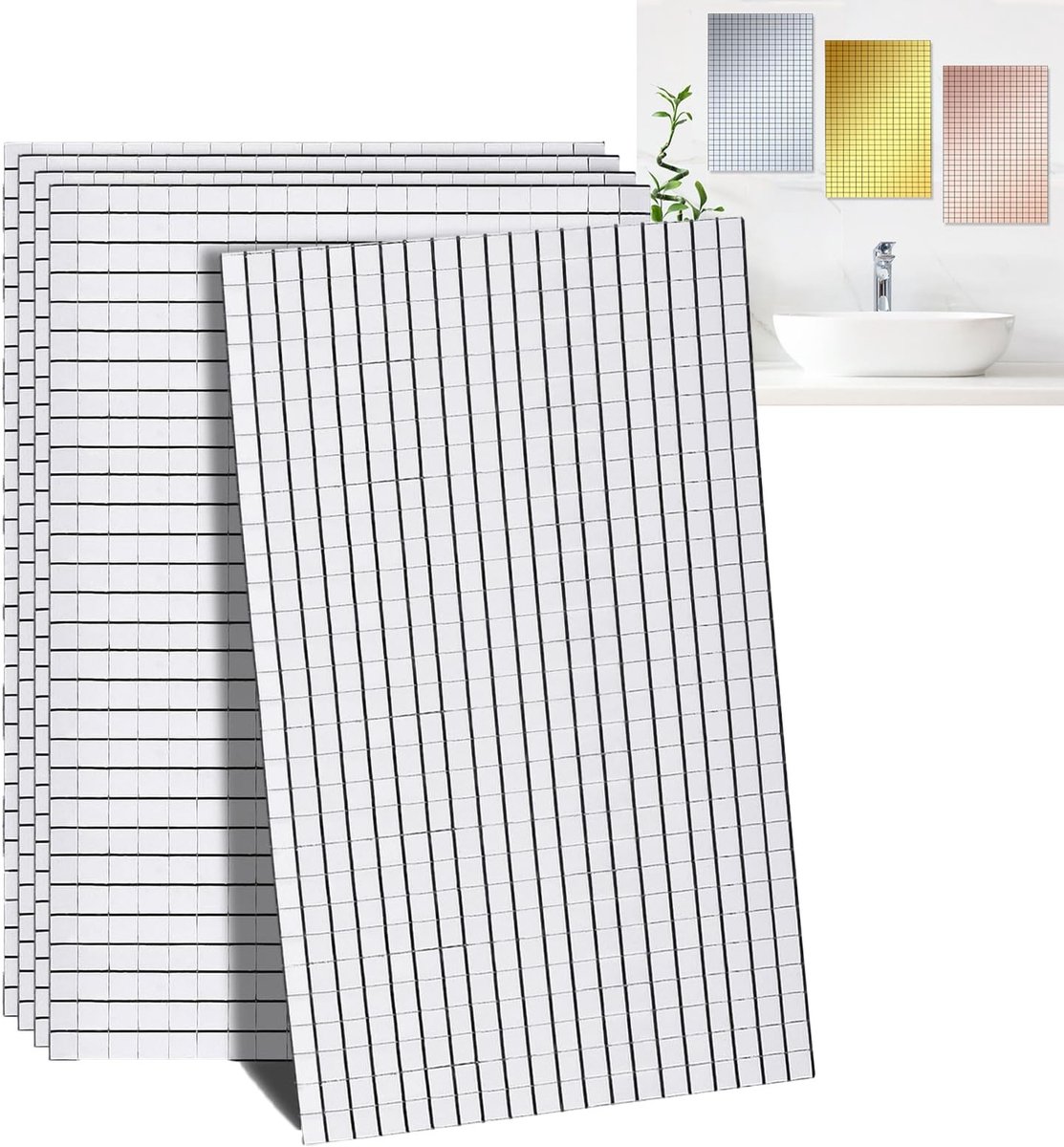 Elzusha - 5 Stuks Mosaïektegels met Spiegel voor DIY Decoratie