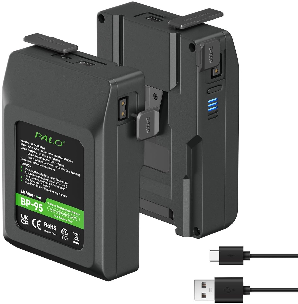Elzusha - 2 Stuks V-Mount Batterijen 95Wh voor Video Camera's