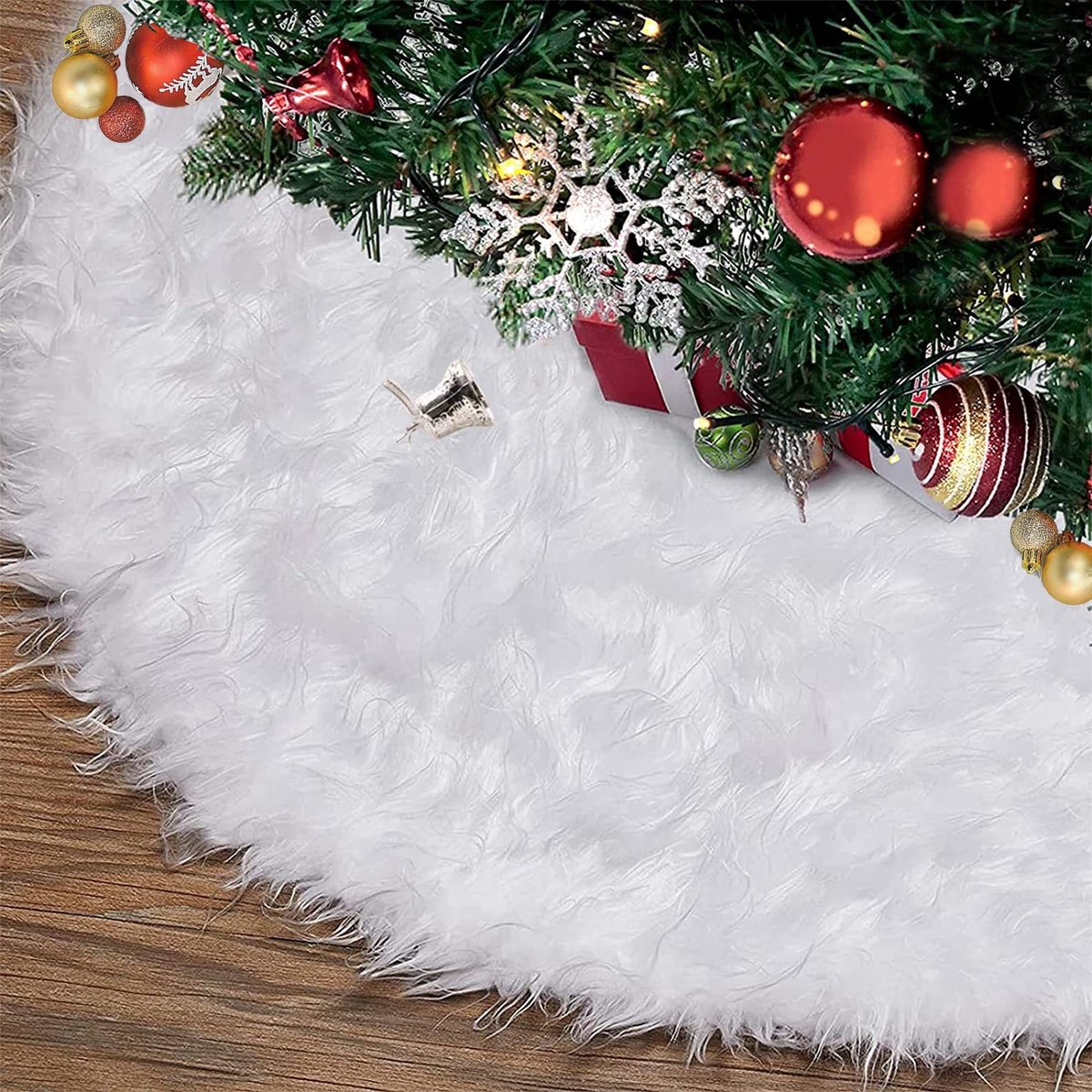 Elzusha - Witte Pluche Kerstboomrok van 78 cm