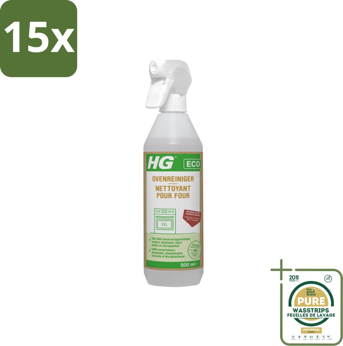 15 x HG Eco Ovenreiniger 500 ml - Grootverpakking - Oven Reinigen - Vet Verwijderen - Oven Reiniger - Eco Oven Reiniger - Aangebrand Vet Verwijderen