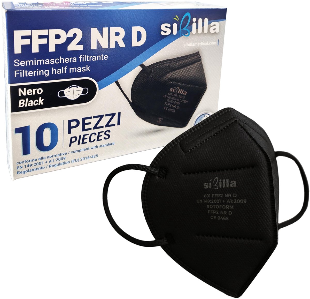 Elzusha - FFP2 NR D Zwart Mondmaskers - 10 Stuks Individueel Verpakt