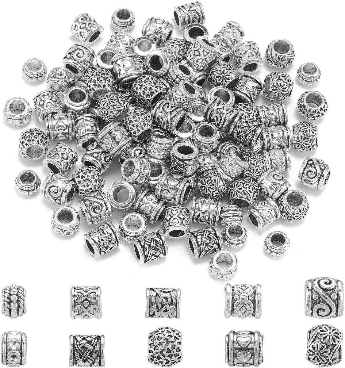 Elzusha - Set van 100 Antieke Spacer Beads voor Sieradenmaken
